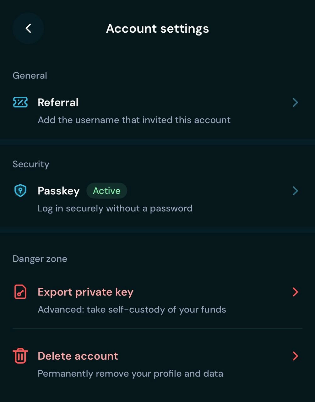 Markets.xyz app export private key